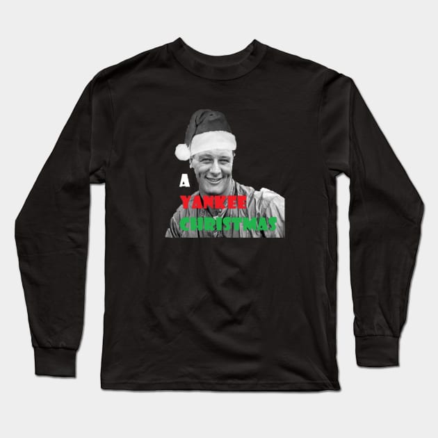 Christmas Lou Gehrig Design Long Sleeve T-Shirt by Bleeding Yankee Blue